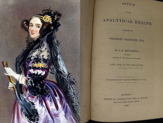 A manuscript written by Ada Lovelace, who's considered by many to be the first