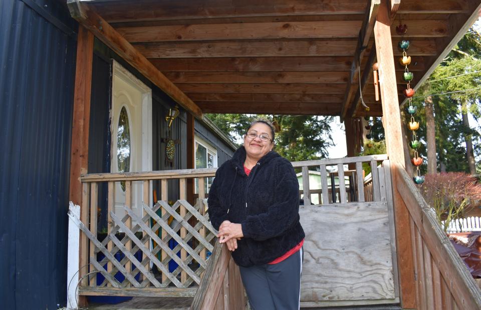 "Feliz, feliz," was most of what Lucia Lopez could say when asked by the Kitsap Sun how she felt after the Blue Bills completed repairs on her mobile home. Lopez was afraid she would have to leave her long-time home, unable to remake repairs herself.