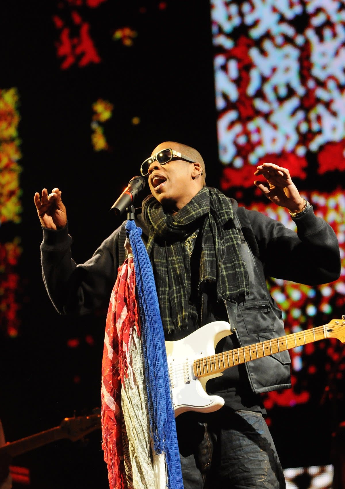 Can’t knock the hustle: Jay-Z headlining Glastonbury in 2008 (Getty)