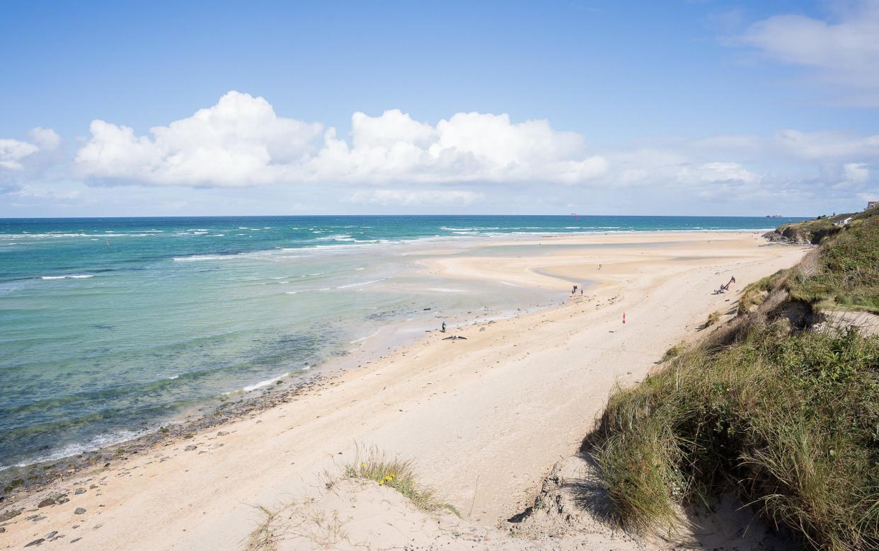 A view looking out across Hayle Beach, one of Britain's most picturesque beaches, towards the sea