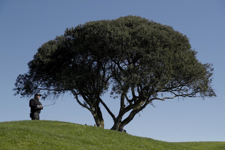 Phil Mickelson watches his tee shot on the third hole during the second round of the Farmers Insurance Open golf tournament on the South Course at the Torrey Pines Golf Course Friday, Jan. 27, 2017, in San Diego. (AP Photo/Chris Carlson)