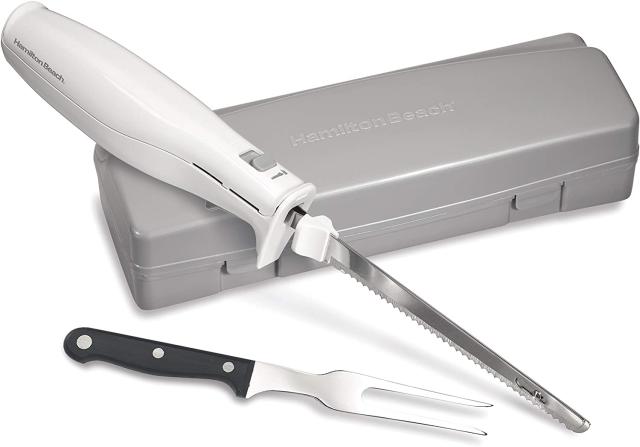 Homaider Electric Knife for Carving Meat, Turkey, Bread & More. Serving  Fork and Carving Blades Included