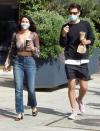 <p>Camila Mendes and boyfriend Grayson Vaughan take their coffees to-go while out in L.A. on Tuesday.</p>