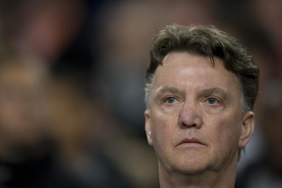 FILE - This is a Tuesday March 26, 2013 file photo of Louis van Gaal coach of The Netherlands as he watches his players line up prior to the Group D World Cup qualifying soccer match Netherlands against Romania at ArenA stadium in Amsterdam, Netherlands. Van Gaal is one of the potential full-time replacements for David Moyes as Manchester United manager after his firing on Tuesday, April 22, 2014. (AP Photo/Peter Dejong, File)