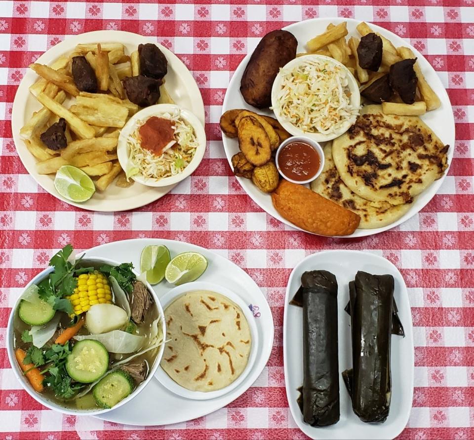 Some of the dishes at El Salvador Restaurant include fried plantain, fried pork, chicken patties, empanadas, beef soup, cassava, similar to fries, and chicken tamales wrapped in banana leaves. Their most popular dishes are papusas — flat corn tortillas filled with toppings like cheese and beans, pork cracklings or loroco, a flower.
The restaurant is located on Bonanza Drive, near Morganton Road, in Fayetteville, NC.