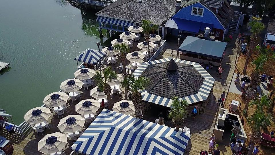 Aerial view of Salty Dog marina in Hilton Head