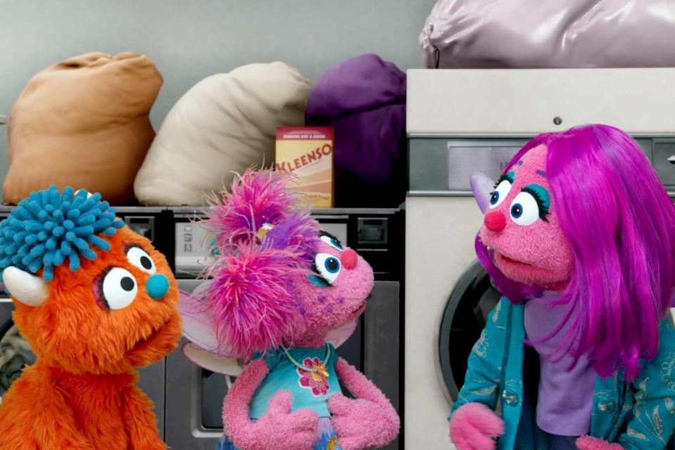 <p>Courtesy of Sesame Workshop</p> Rudy, Abby and Maggie Cadabby