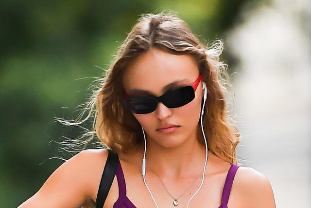 Lily-Rose Depp Beats the Heat in a Bright Bodysuit, Denim Cutoffs & Chanel  Trainers