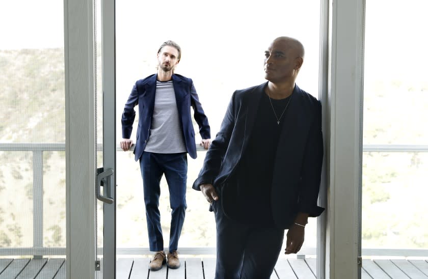 BEVERLY HILLS-AUGUST 25, 2020: "ANTEBELLUM" filmmakers Gerard Bush and Christopher Renz are photographed at home in Beverly Hills on Tuesday, August 25, 2020. (Christina House / Los Angeles Times)