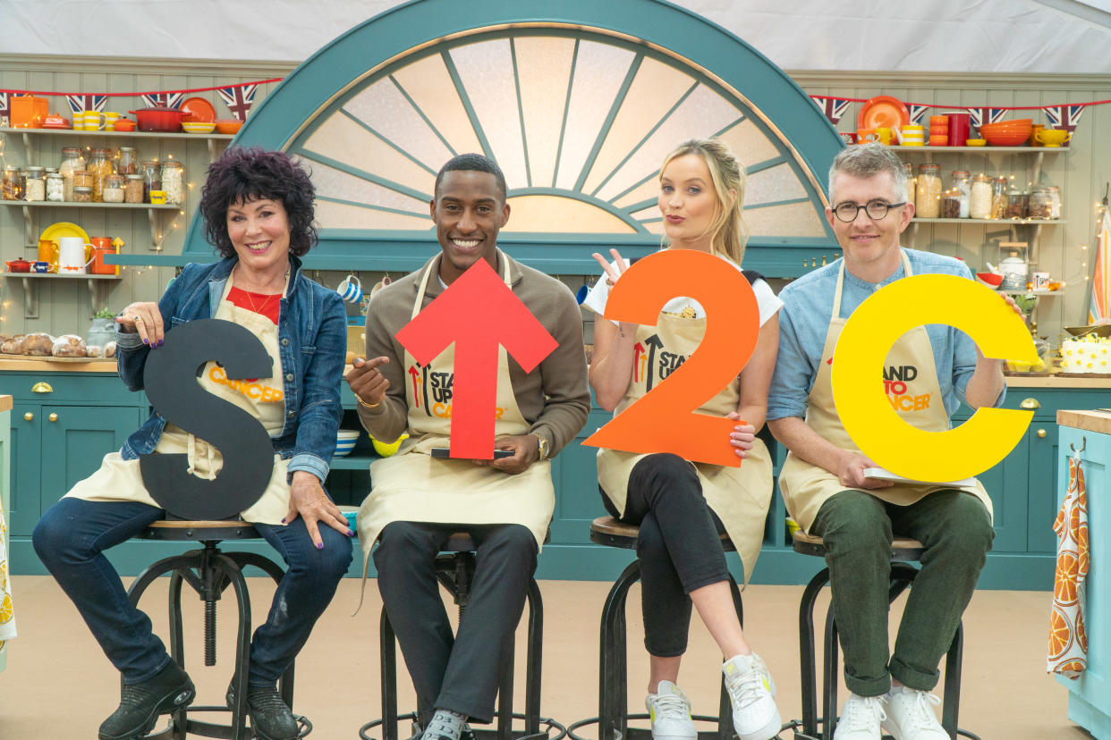 Ruby Wax, Yung Filly, Laura Whitmore and Gareth Malone bake tonight in Celebrity Bake Off. (Channel 4)