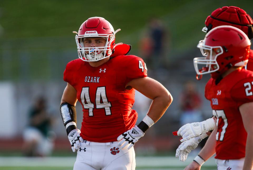 Ozark's Parker Elliott during a jamboree game with the Kickapoo Chiefs and Nixa Eagles at Ozark on Friday, Aug. 18, 2023.