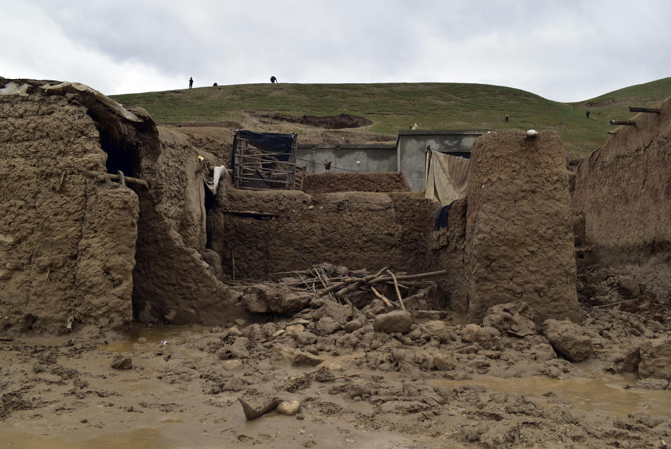 A damaged house is seen after heavy flooding in Baghlan province in northern Afghanistan Saturday, May 11, 2024. Flash floods from seasonal rains in Baghlan province in northern Afghanistan killed dozens of people on Friday, a Taliban official said. (AP Photo/Mehrab Ibrahimi)
