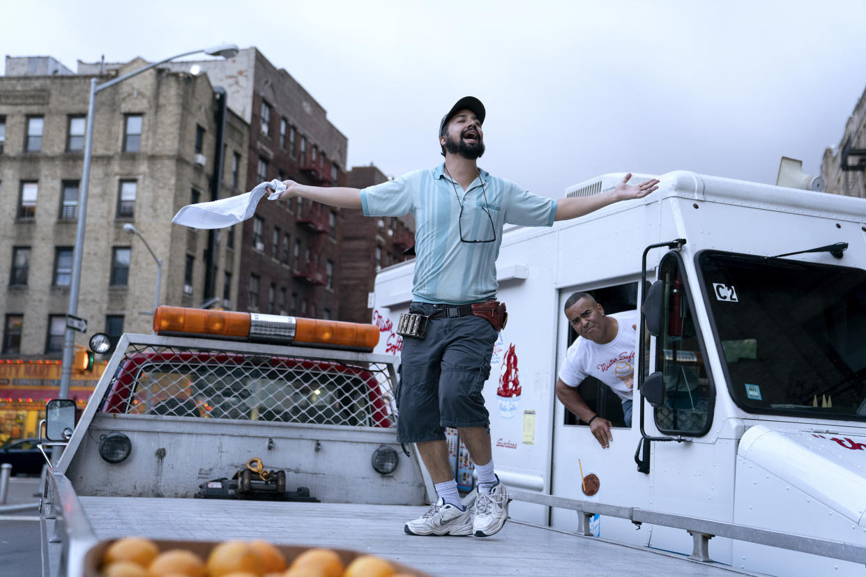 Lin-Manuel Miranda, left, and Chris Jackson in a scene from 