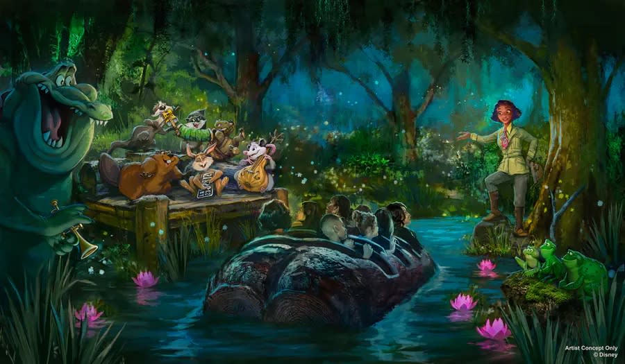 An artist’s concept of Tiana’s Bayou Adventure (Disney)