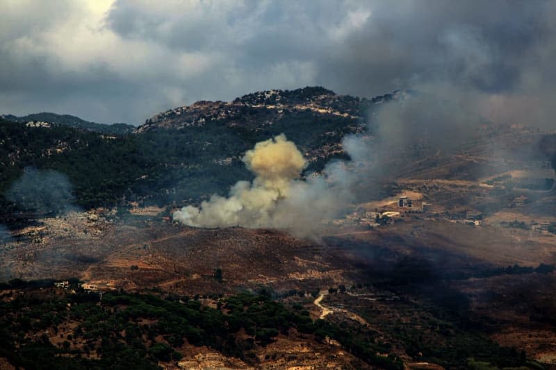 Smoke from heavy Israeli air raids billows from the southern Lebanese village of Arab Salim. Powerful air attacks were launched across much of southern Lebanon. Lebanese Health Ministry said 182 people were killed and more than 700 wounded in what would be the deadliest day in Lebanon since the conflict started in October. Marwan Naamani/ZUMA Press Wire/dpa