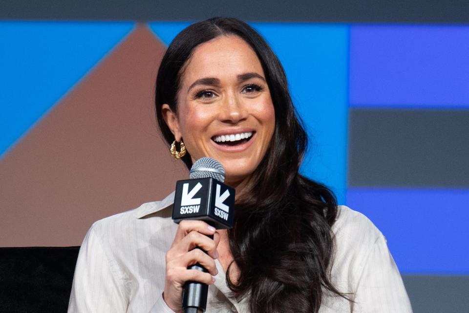 Meghan, Duchess of Sussex, speaks at the Keynote: Breaking Barriers, Shaping Narratives: How Women Lead On and Off the Screen panel during the SXSW 2024 Conference and Festivals at the Austin Convention Center on March 8, 2024, in Austin, Texas.