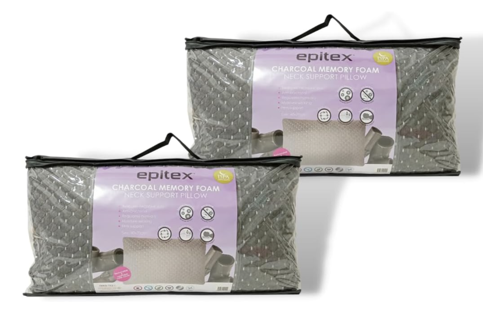 EPITEX Buy 1 Free 1 - Charcoal Shredded Memory Foam Neck Support Pillow. (PHOTO: Amazon Singapore)