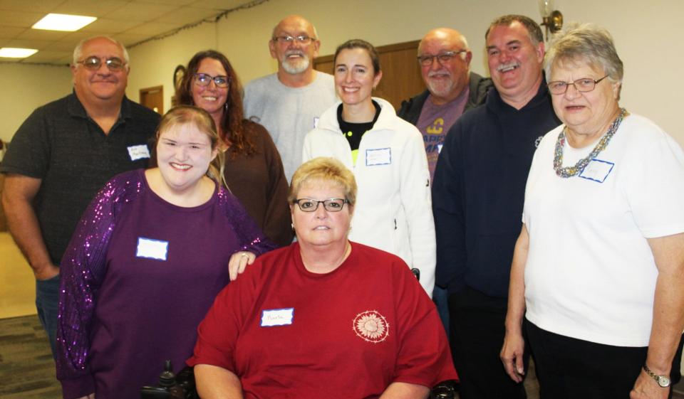 The Meyersdale Area Ambulance Association (MAAA) has gone through changes in recent years and needs more personnel and more funding to cover increased costs. A public meeting held at Meyersdale Elks on Thursday evening addressed some of these issues. The staff and board are from left, front row: Kristin Martin, secretary; and Karla Walker, vice president. Back: Ken Marteney, medic and president; Amanda Teets, board; Butch Walker, board; Sabrina Caton, EMT and board; Jon Marteney, board; Charles Sandy, EMT and board; and Mary Libengood, board.