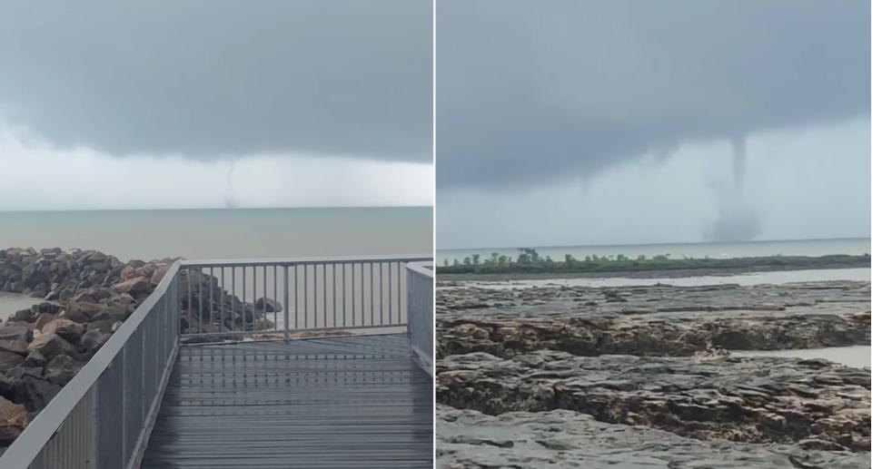 A waterspout formed off Nightcliff jetty in Darwin