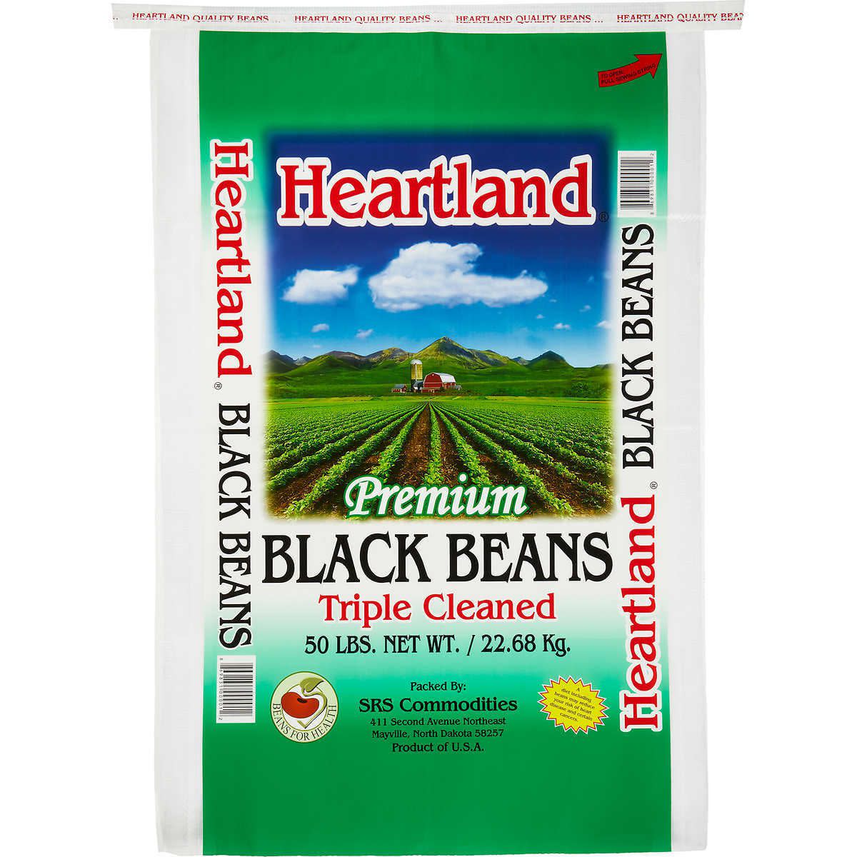50-pound bag of Heartland black beans