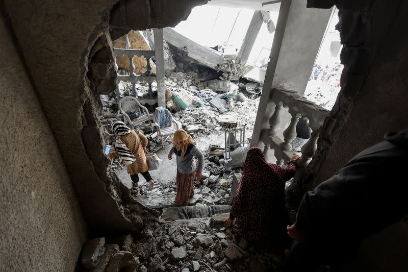 Aftermath of an Israeli strike in Rafah, in the southern Gaza Strip