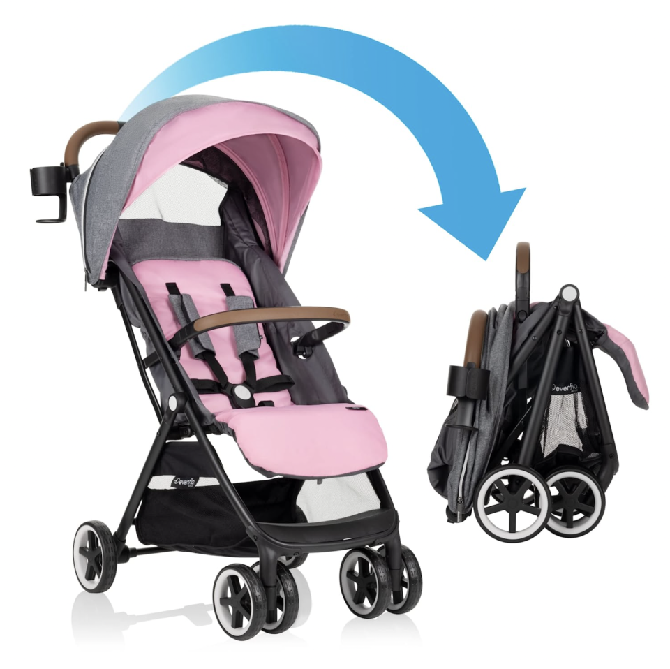 stroller shown like normal and also folded