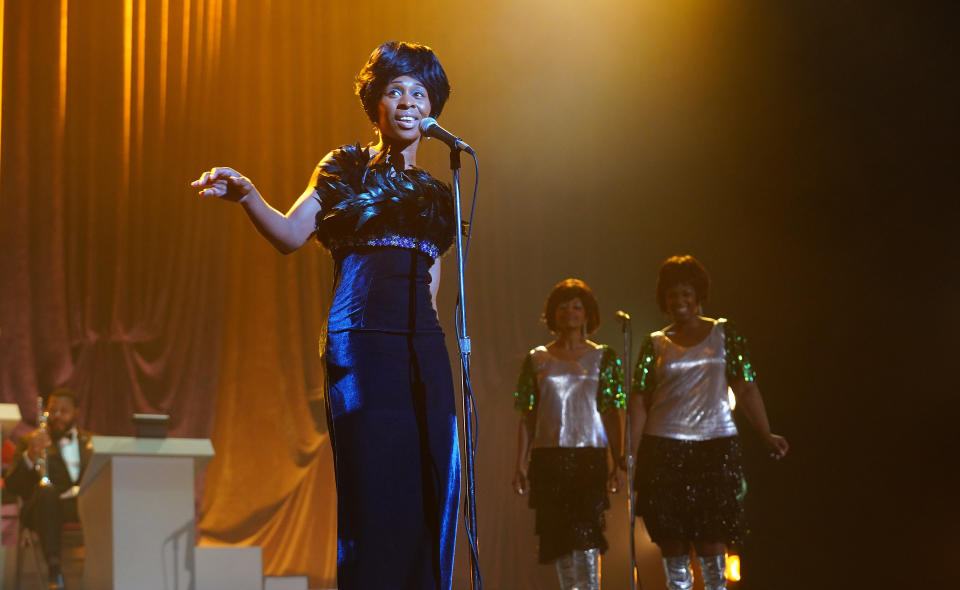 L to R: Cynthia Erivo as Aretha Franklin, Rebecca Naomi Jones as Carolyn Franklin and Patrice Covington as Erma Franklin in National Geographic's GENIUS: ARETHA.<span class="copyright">Richard DuCree—National Geographic</span>