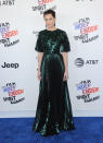 <p>The <em>Get Out</em> star brought all eyes to her face in a shimmering green gown and statement earrings. (Photo: Getty Images) </p>