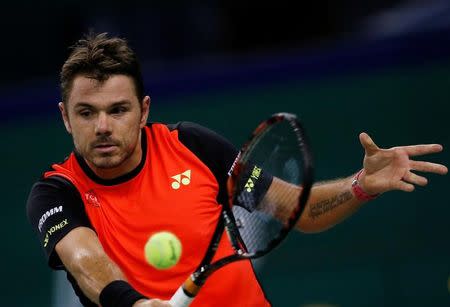 Tennis - Shanghai Masters tennis tournament - Shanghai, China - 13/10/16. Stan Wawrinka of Switzerland plays against Gilles Simon of France. REUTERS/Aly Song