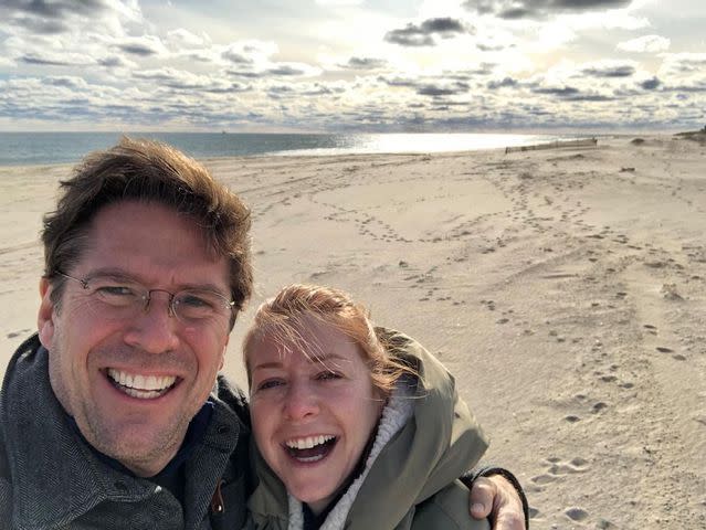 <p>Alyson Hannigan Instagram</p> Alyson Hannigan and Alexis Denisof take a selfie on a beach.