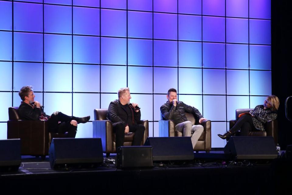 Joe Don Rooney, Gary LeVox, Jay DeMarcus and Sarah Trahern | Hunter Berry/CMA