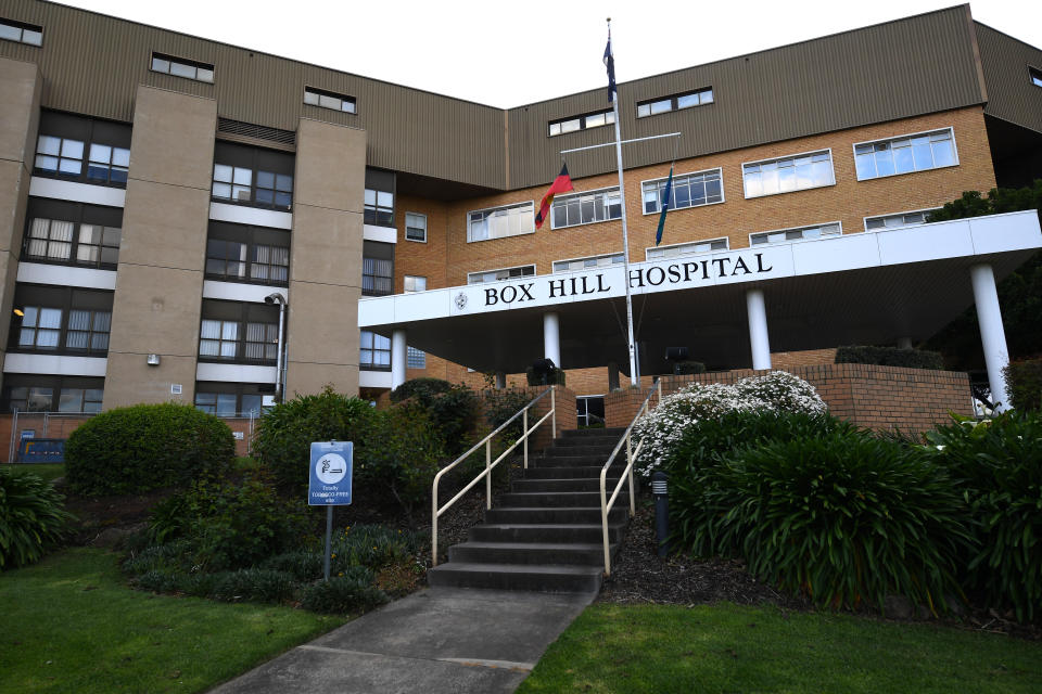 General view of the exterior of the Box Hill Hospital in Melbourne. Source