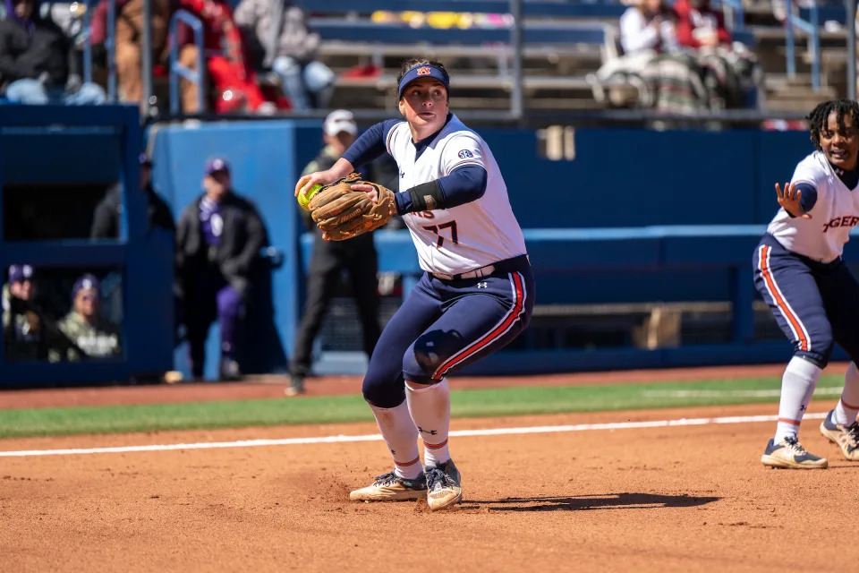 Bri Ellis (77) during the game between the Northwestern Wildcats and the Auburn Tigers at Hall of Fame Stadium in Oklahoma City, OK on Saturday, Mar 18, 2023.<br>Jamie Holt/Auburn Tigers