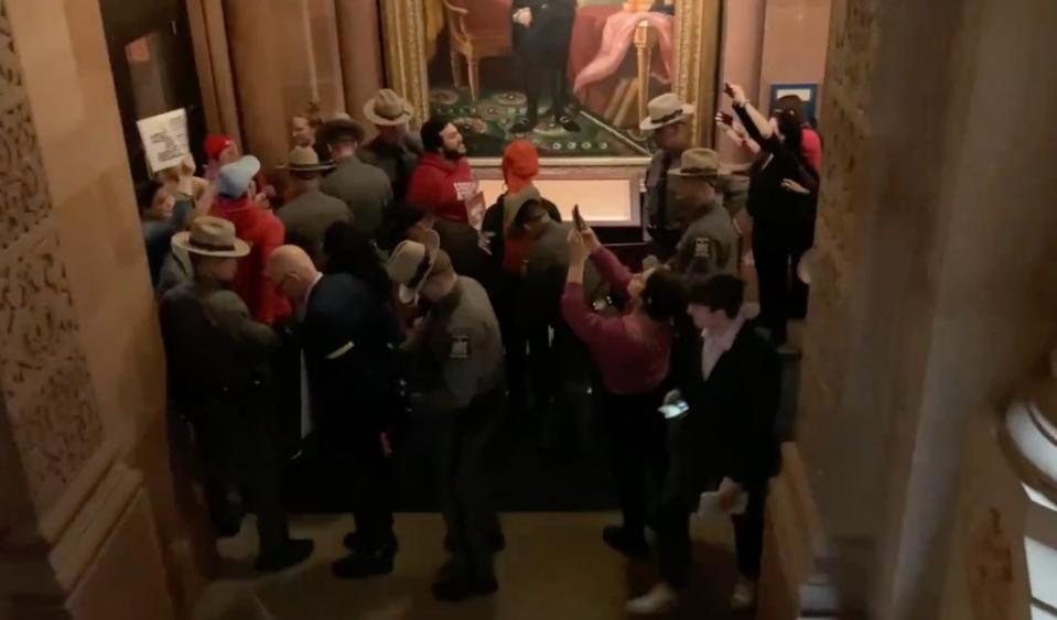 Nine of the protesters were arrested. Vaughn Golden / NY Post