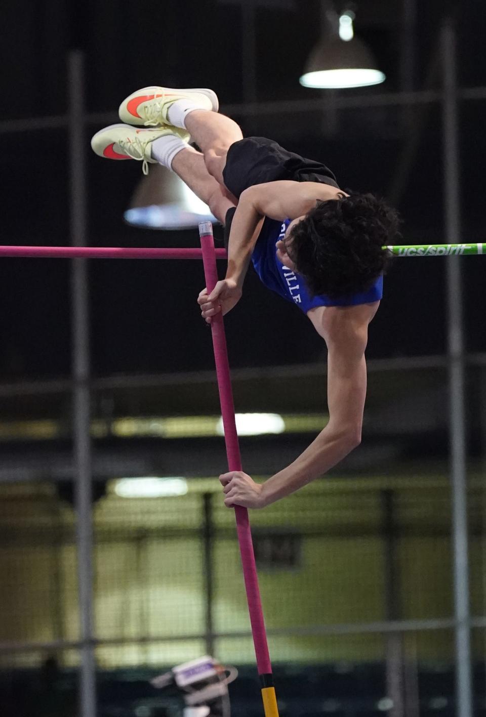 Bronxville pole vaulter Max Dicker competes at the Millrose Trials at The Armory in New York on Wednesday, January 11, 2023.