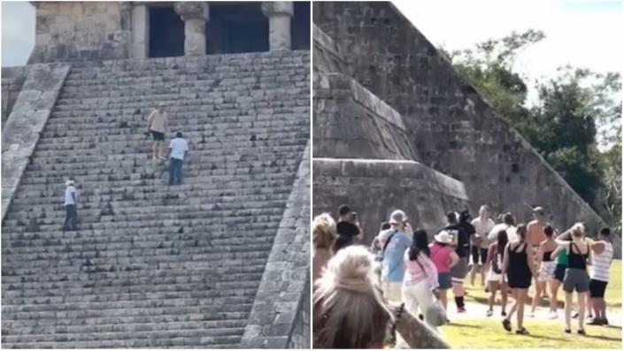 Turista mexicano atacado con palo tras escalar ilegalmente la sagrada pirámide maya