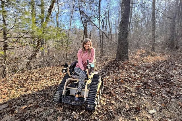 <p>Stephen Mercier</p> Aimee Copeland with her Action Trackchair wheelchair in 2022