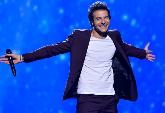 Amir lors de l'Eurovision à Stockholm, en Suède, le 8 mai 2016. (Photo: via Associated Press)