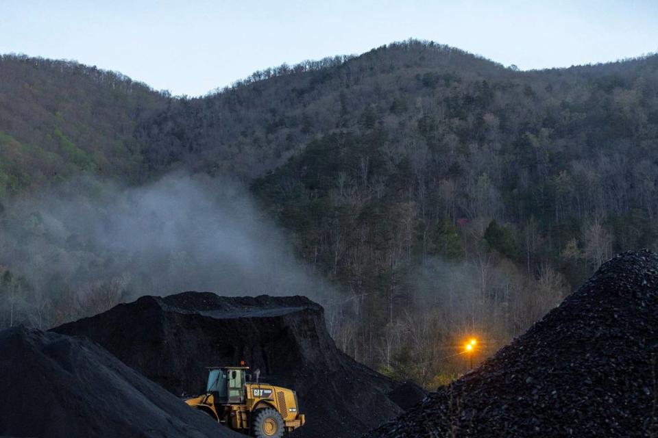 A coal pile is photographed in Totz, Ky., on Sunday, April 14, 2024.