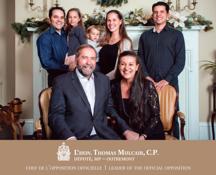 NDP leader Thomas Mulcair's 2014 Christmas card. Photo from The Canadian Press. 