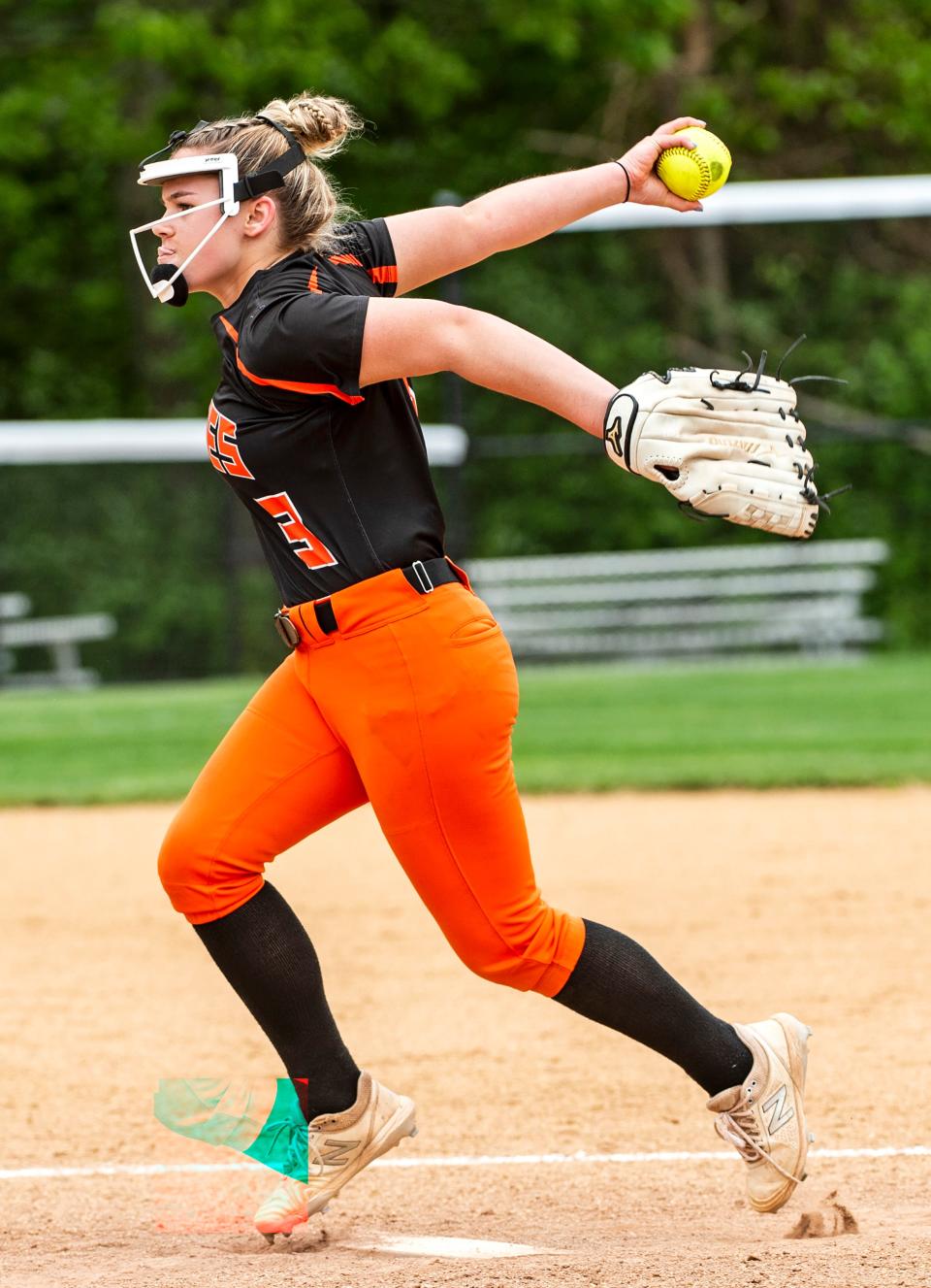 Harbor Creek pitcher Alayna Mosbacher pitches against Sharon on Thursday during the District 10 Class 3A softball semifinals at the Penn State Behrend softball field in Harborcreek Township. Harbor Creek won 8-6.