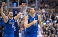 Apr 9, 2019; Dallas, TX, USA; Dallas Mavericks forward Dirk Nowitzki (41) and forward Luka Doncic (77) celebrate during the game against the Phoenix Suns at the American Airlines Center. Mandatory Credit: Jerome Miron-USA TODAY Sports