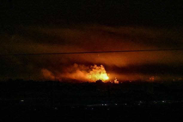 This picture taken from a position near Sderot along the Israeli border with the Gaza Strip on 31 October 2023 (AFP via Getty Images)