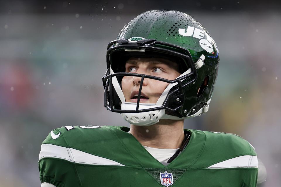 New York Jets quarterback Zach Wilson comes off the field during game against the Houston Texans, Sunday, Dec. 10, 2023, in East Rutherford, N.J. | Adam Hunger, Associated Press