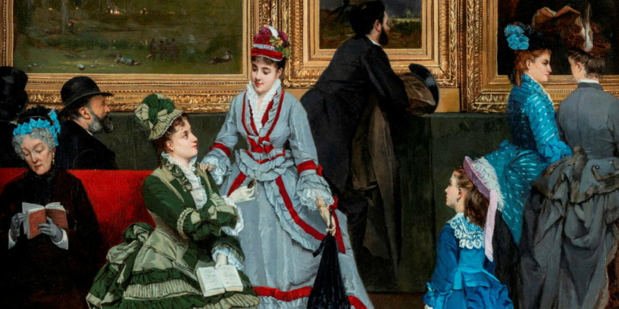 Peint par Camille Cabaillot-Lassalle, Le Salon de 1874 (huile sur toile, 1874), où l’on se presse en famille. - Credit:Sophie Crépy