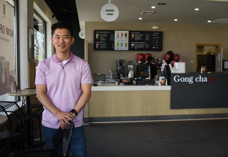 Gong cha owner Robert Song, pictured Thursday, April 20, 2023, at the new specialty shop on Lake Lansing Road in East Lansing.