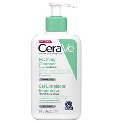 CeraVe Gel Limpiador Espumoso |237ml| Limpiador diario para piel mixta, grasa o con acné /Amazon.com.mx