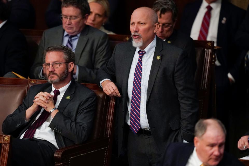 Rep. Chip Roy, R-Texas, votes for Rep. Jim Jordan, R-Ohio, during the third round of votes for House Speaker on the opening day of the 118th Congress at the U.S. Capitol, Tuesday, Jan. 3, 2023, in Washington.