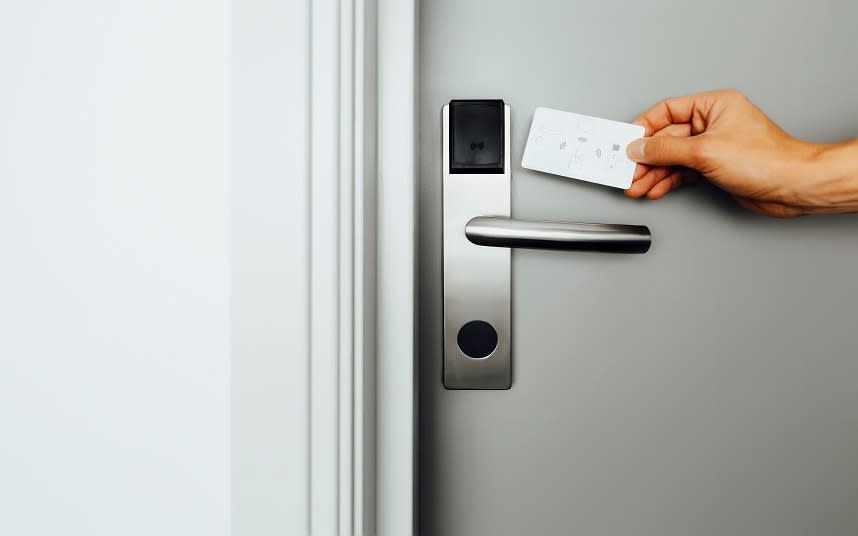 Hotel chains including Hyatt, Radisson and Sheraton use the electronic locking system - This content is subject to copyright.