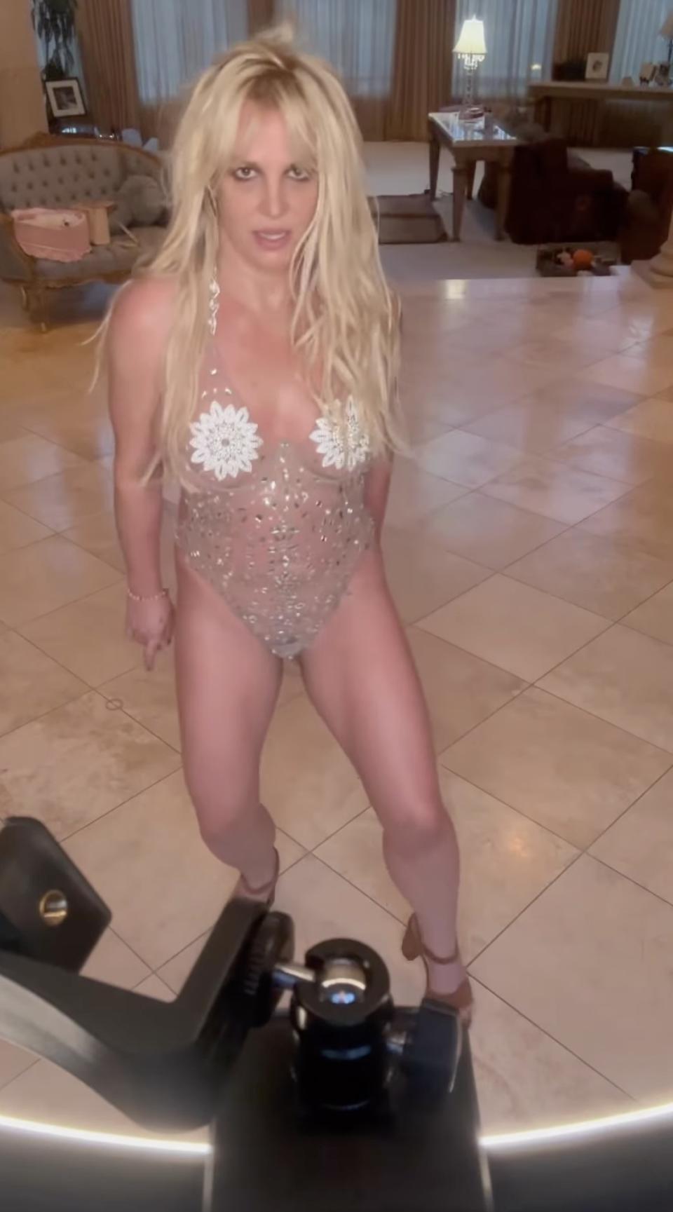 Britney Spears in a sheer bodysuit on Instagram